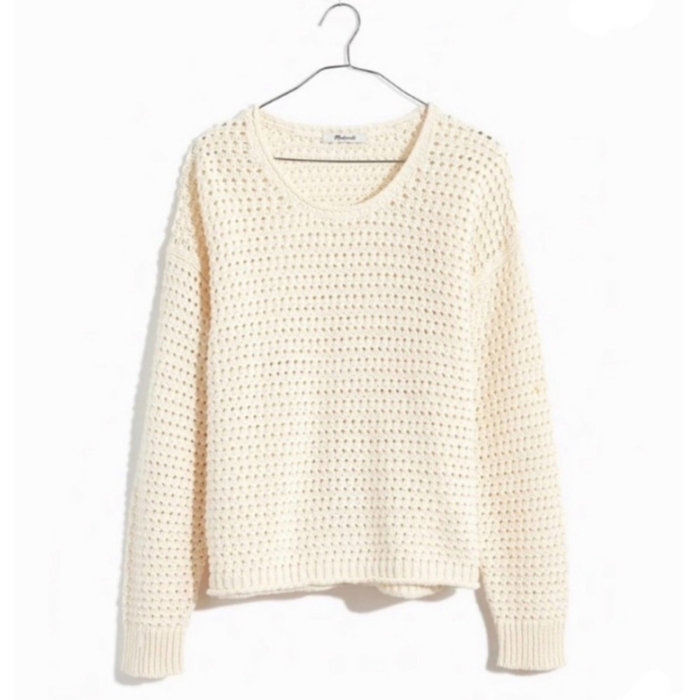 Madewell Open-Stitch Austen Pullover Sweater Cream L